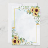 Rustic Dusty Blue Sunflower Blumenschrift Wedding Einladung (Rückseite)