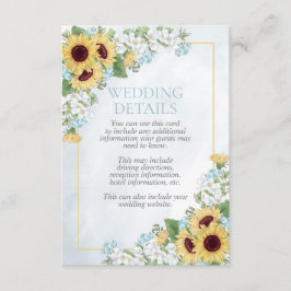 Rustic Dusty Blue Sunflower Details Umschließungsk Begleitkarte