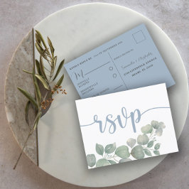 Rustic Dusty Blue UAWG Wedding Postcard Einladungspostkarte