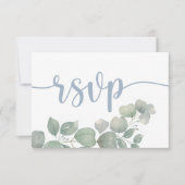 Rustic Dusty Blue UAWG Wedding RSVP Karte (Vorderseite)