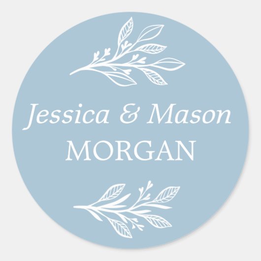 Rustic Dusty Blue Umschlag Aufklebers - Bevorzugen Runder Aufkleber (Vorderseite)