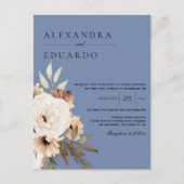 Rustic Dusty Blue und Boho Wildblumen Wedding Postkarte (Vorderseite)