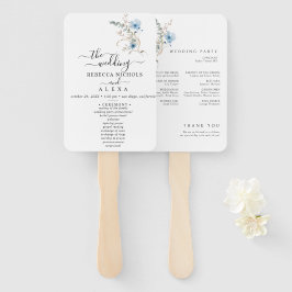 rustic dusty Blue watercolor flower bouquet Fächer