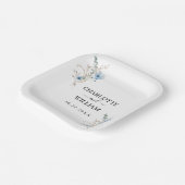 rustic dusty Blue watercolor flower bouquet Pappteller (Gewinkelt)