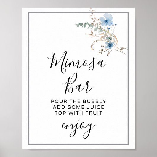 rustic dusty Blue watercolor flower bouquet Poster (Vorne)