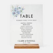 rustic dusty blue watercolor flowers & leaves acrylschild (Vorderseite)