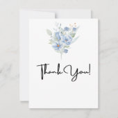 rustic dusty blue watercolor flowers & leaves dankeskarte (Vorderseite)