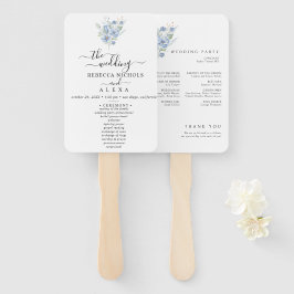 rustic dusty blue watercolor flowers & leaves fächer