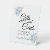 rustic dusty blue watercolor flowers & leaves sockelschild (Vorderseite)