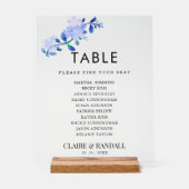 rustic dusty blue watercolor-style flower & leaves acrylschild (Vorderseite)