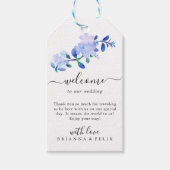 rustic dusty blue watercolor-style flower & leaves geschenkanhänger (Vorderseite)