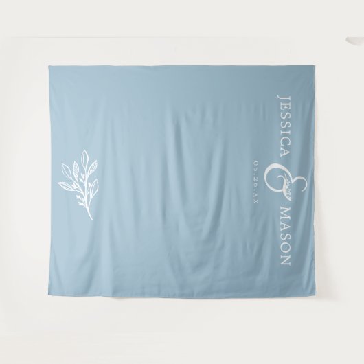 Rustic Dusty Blue Wedding Backdrop Foto Stand Wandteppich (Vorderseite (Horizontal))