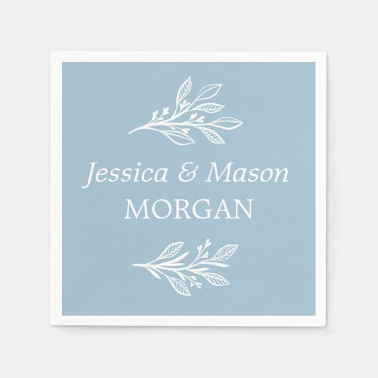 Rustic Dusty Blue Wedding Cocktail Napkin Serviette (Vorderseite)