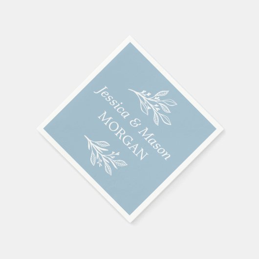 Rustic Dusty Blue Wedding Cocktail Napkin Serviette (Ecke)