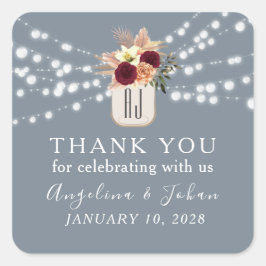 Rustic Dusty Blue Wedding Danke Sticker