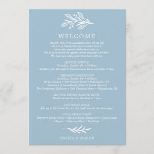 Rustic Dusty Blue Wedding Itinerary - Willkommen Programm