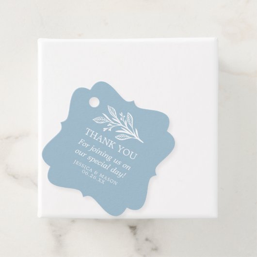 Rustic Dusty Blue Wedding Vielen Dank für Ihre Unt Geschenkanhänger (Beispiel)