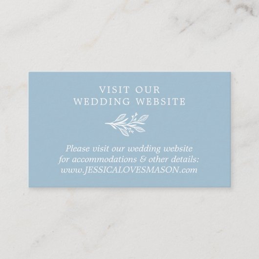 Rustic Dusty Blue Wedding Website Beipackkarte Begleitkarte (Vorderseite)