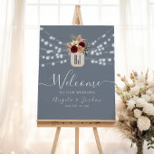 Rustic Dusty Blue Wedding Willkommenszeichen Poster