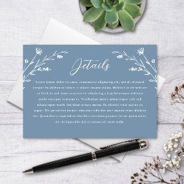Rustic Dusty Blue Wildblume Hochzeitdetails Begleitkarte