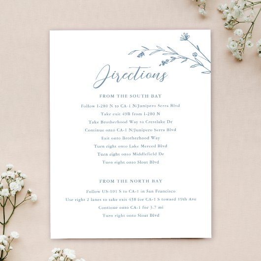 Rustic Dusty Blue Wildblume Hochzeitsszenario Einladung