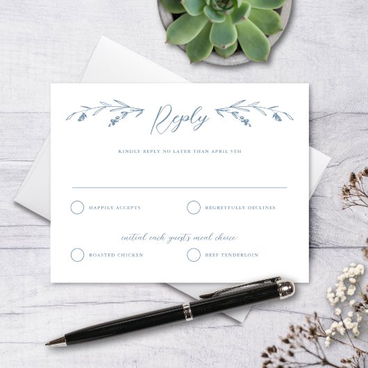 Rustic Dusty Blue Wildblume Wedding Repair Card Einladung