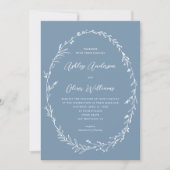 Rustic Dusty Blue Wildblume Wreath Wedding Einladung (Vorderseite)