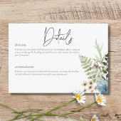 Rustic Dusty Blue Wildblumen & Daisies Details Begleitkarte
