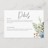 Rustic Dusty Blue Wildblumen & Daisies Details Begleitkarte (Vorderseite)