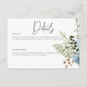 Rustic Dusty Blue Wildblumen & Daisies Details Begleitkarte (Vorderseite)