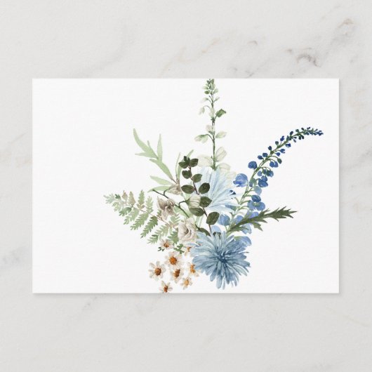 Rustic Dusty Blue Wildblumen & Daisies Details Begleitkarte (Rückseite)