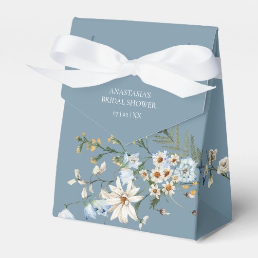 Rustic Dusty Blue Wildblumen & Daisies Dusche Geschenkschachtel (Vorderseite)