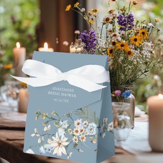 Rustic Dusty Blue Wildblumen & Daisies Dusche Geschenkschachtel