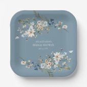 Rustic Dusty Blue Wildblumen & Daisies Dusche Pappteller (Vorderseite)