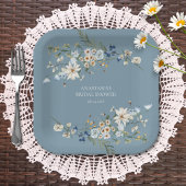 Rustic Dusty Blue Wildblumen & Daisies Dusche Pappteller