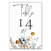 Rustic Dusty Blue Wildblumen & Daisies Dusche Tischnummer (Vorderseite)