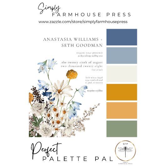 Rustic Dusty Blue Wildblumen & Daisies Einladung