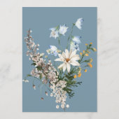 Rustic Dusty Blue Wildblumen & Daisies Wedding Menükarte (Rückseite)
