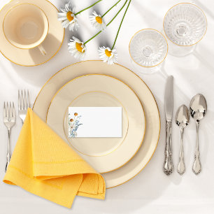 Rustic Dusty Blue Wildblumen & Daisies Wedding Platzkarte