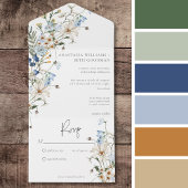 Rustic Dusty Blue Wildblumen & Daisis Kein Abendes All In One Einladung