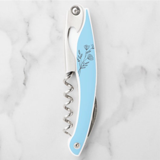 Rustic Dusty Blue Wine Flasche Opener Kellnermesser (Vorderseite)