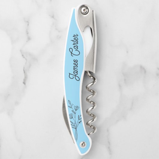 Rustic Dusty Blue Wine Flasche Opener Kellnermesser (Rückseite)