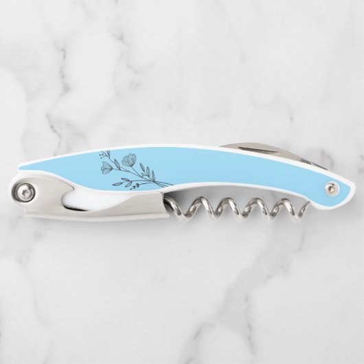 Rustic Dusty Blue Wine Flasche Opener Kellnermesser (Vorderseite)