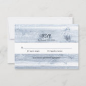 Rustic Dusty Blue Wood Wedding RSVP (Vorderseite)