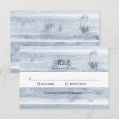Rustic Dusty Blue Wood Wedding RSVP Karte (Vorne/Hinten)