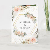 Rustic Dusty Peach Floral Photo QR Code Wedding Einladung (Vorderseite)