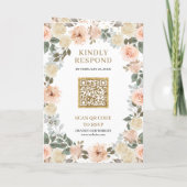 Rustic Dusty Peach Floral Photo QR Code Wedding Einladung (Rückseite)