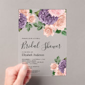 Rustic Dusty Peach Purple Floral Bridal Shower Acryleinladungen (Insitu (Handheld))