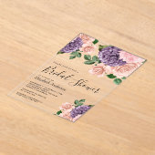 Rustic Dusty Peach Purple Floral Bridal Shower Acryleinladungen (Ablage )