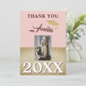 Rustic Dusty Pink Graduate 2 Photo Graduation Dankeskarte (Stehend Vorderseite)